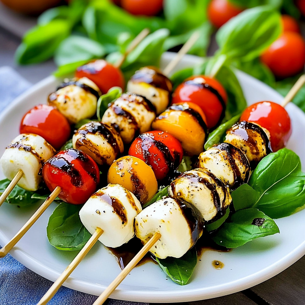 Recipe preparation for Mini Caprese Skewers