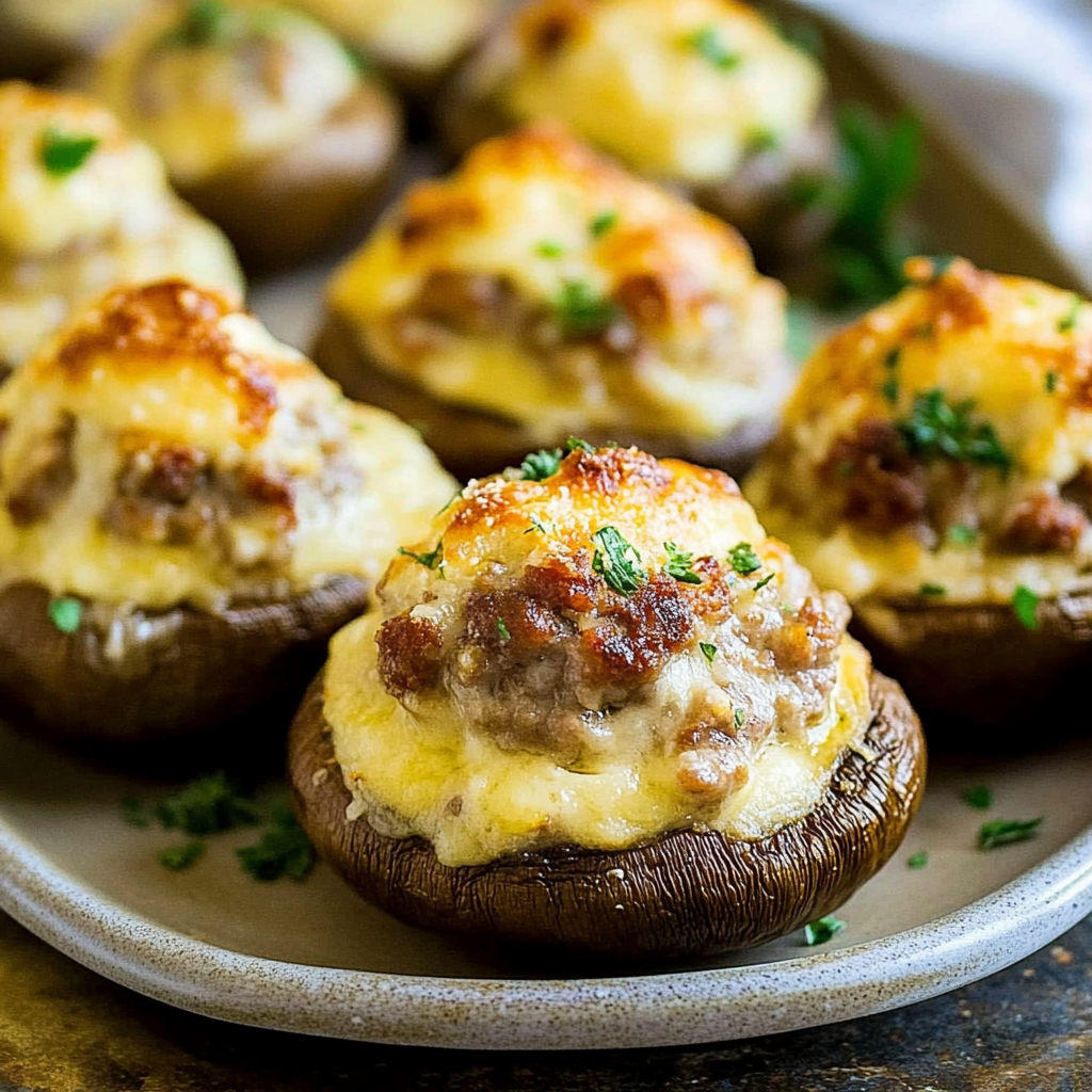 Recipe preparation for Sausage Stuffed Mushrooms