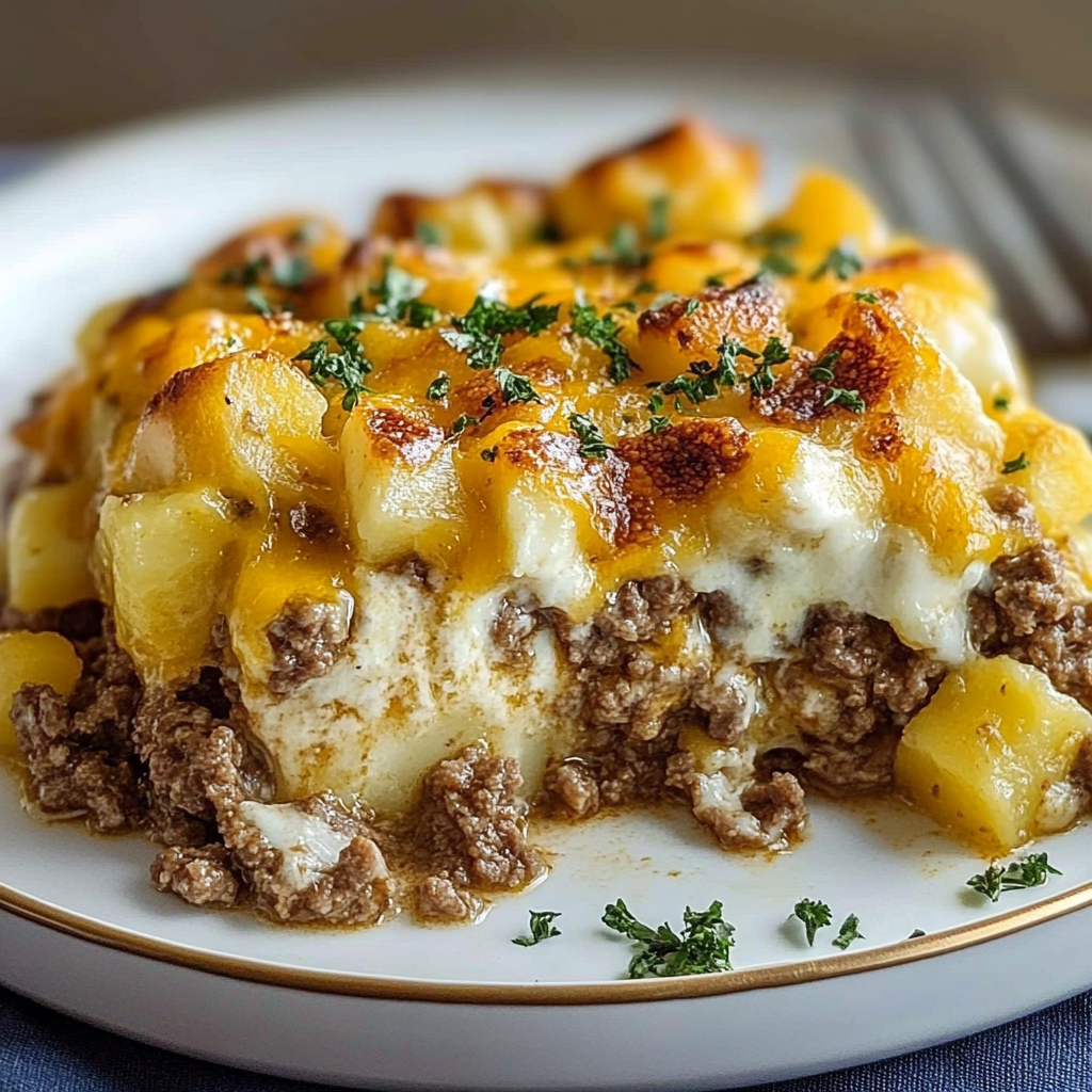 Recipe preparation for Ground Beef and Potatoes Casserole