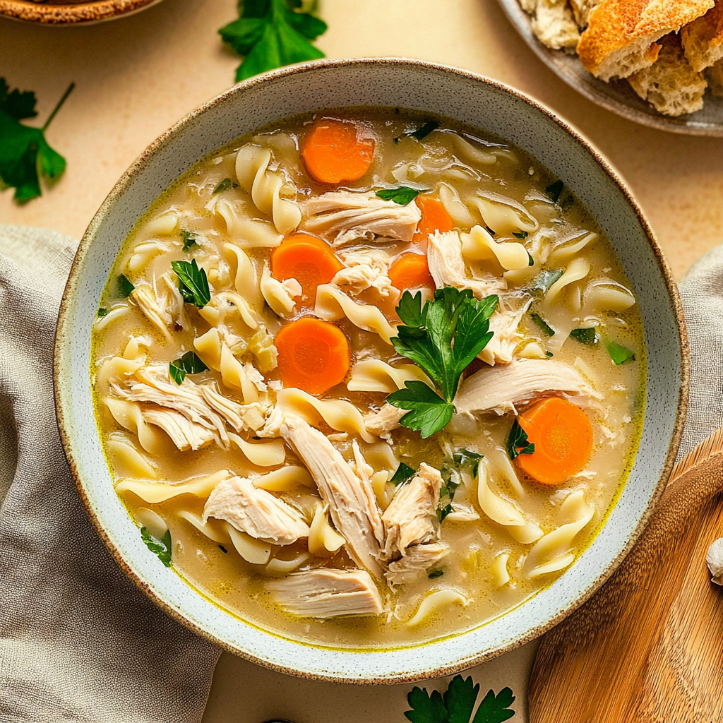 Recipe preparation for Creamy Chicken Noodle Soup