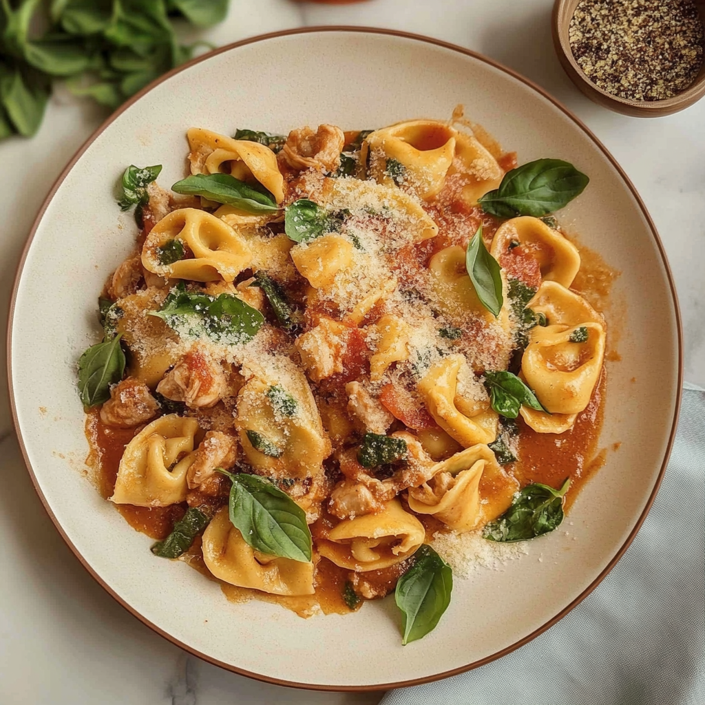 Recipe preparation for Marry Me Chicken Tortellini