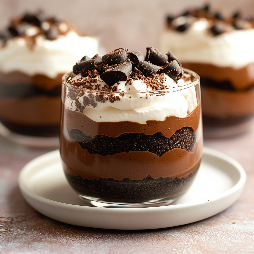 Recipe preparation for Creamy Chocolate Parfait (No Bake)