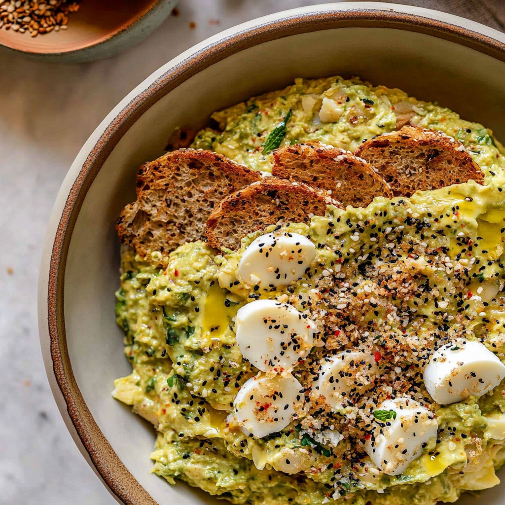 Recipe preparation for Avocado Egg Salad (No Mayo!) with Everything Bagel Seasoning