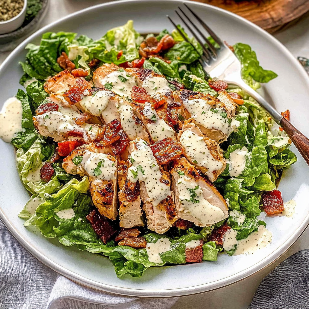 Recipe preparation for Chicken Bacon Ranch Salad