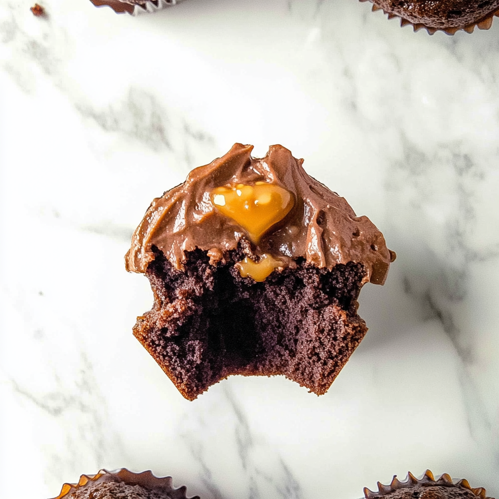 Recipe preparation for chocolate caramel filled cupcakes