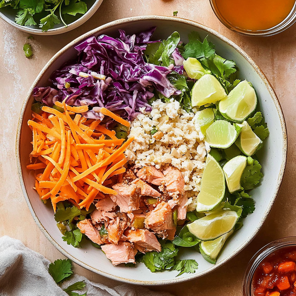 Recipe preparation for salmon crunch salad