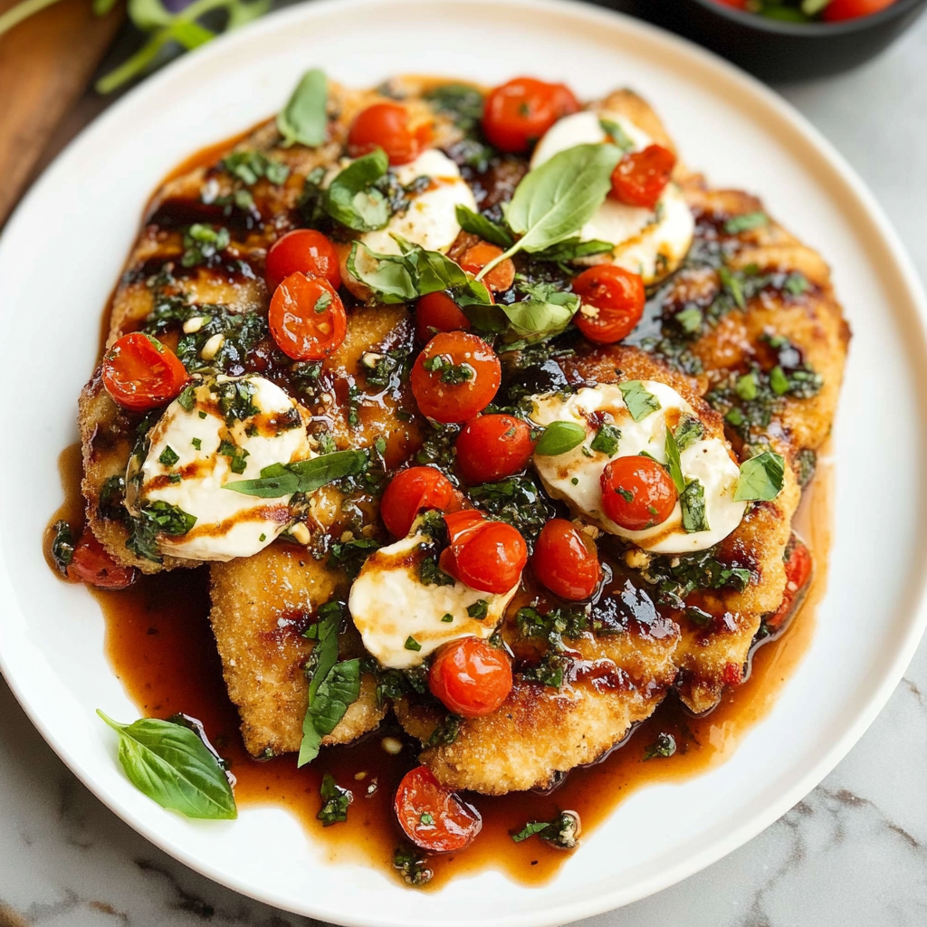 Recipe preparation for crispy caprese chicken