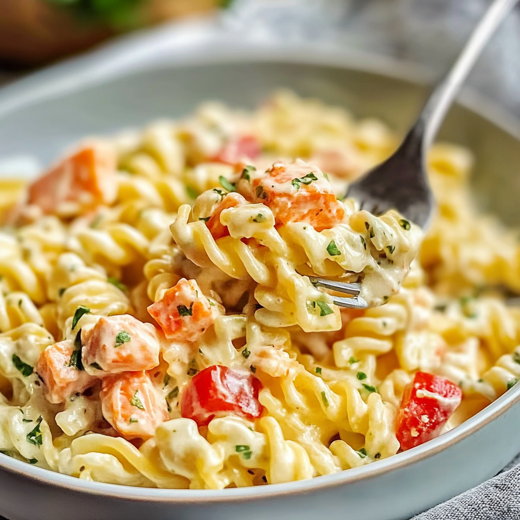 Recipe preparation for feta salmon pasta