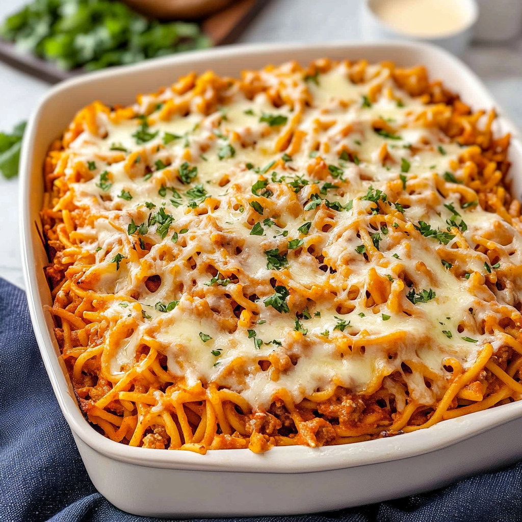 Recipe preparation for baked spaghetti