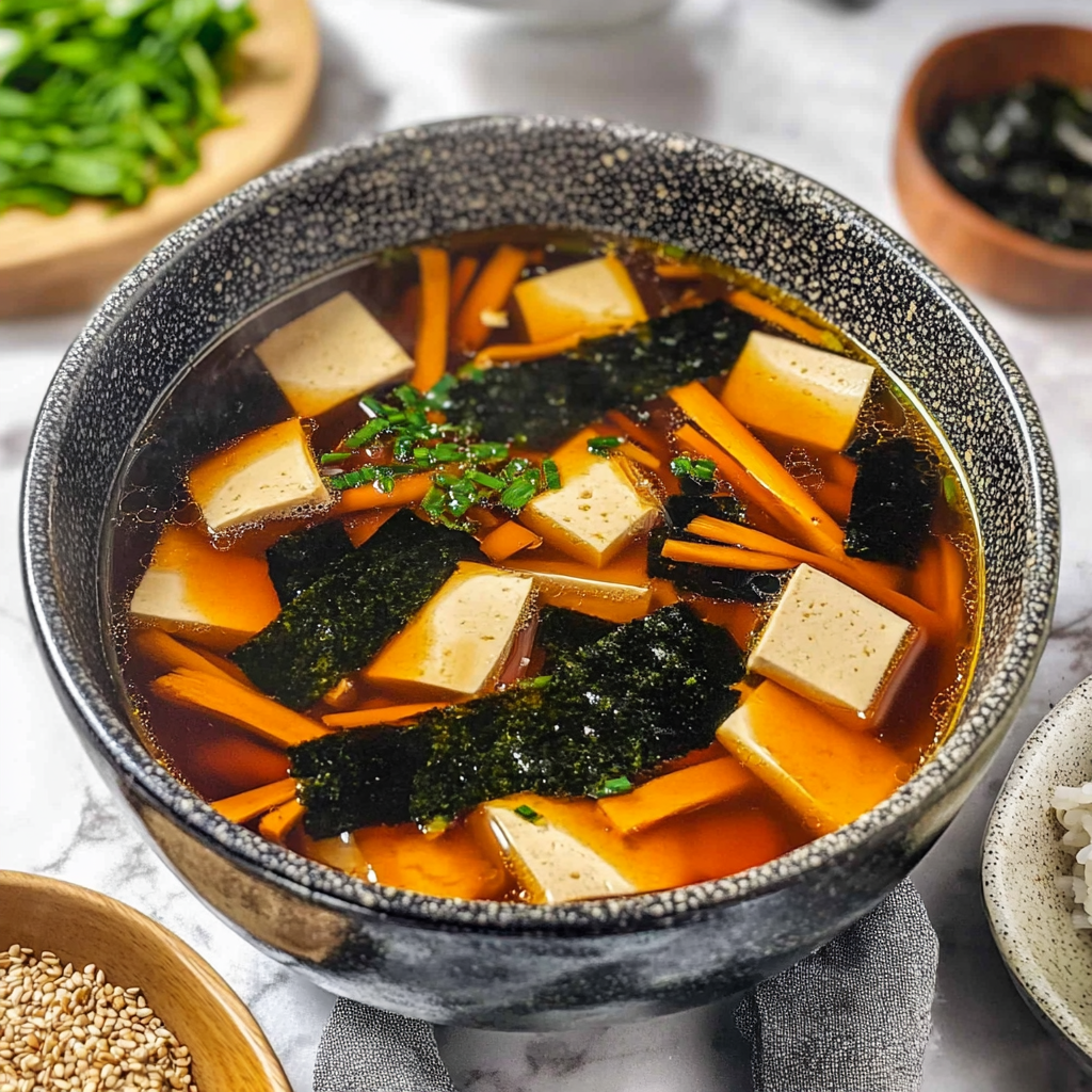 Recipe preparation for miso tofu soup