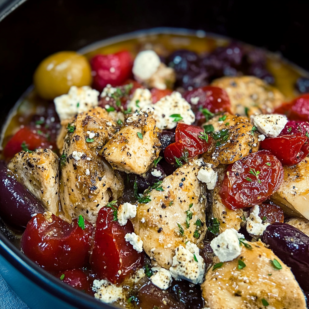 Recipe preparation for slow cooker greek chicken