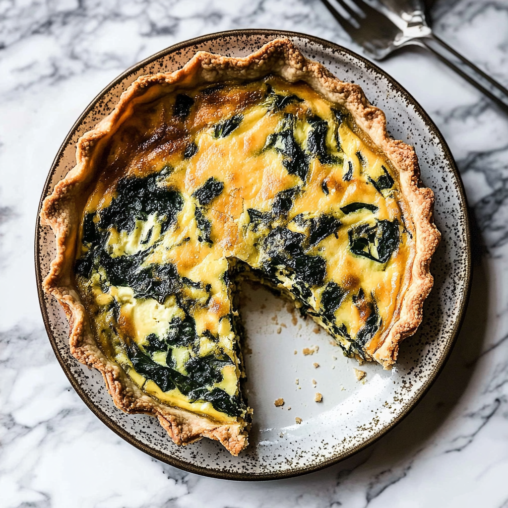 Recipe preparation for gluten-free quiche with spinach & leeks