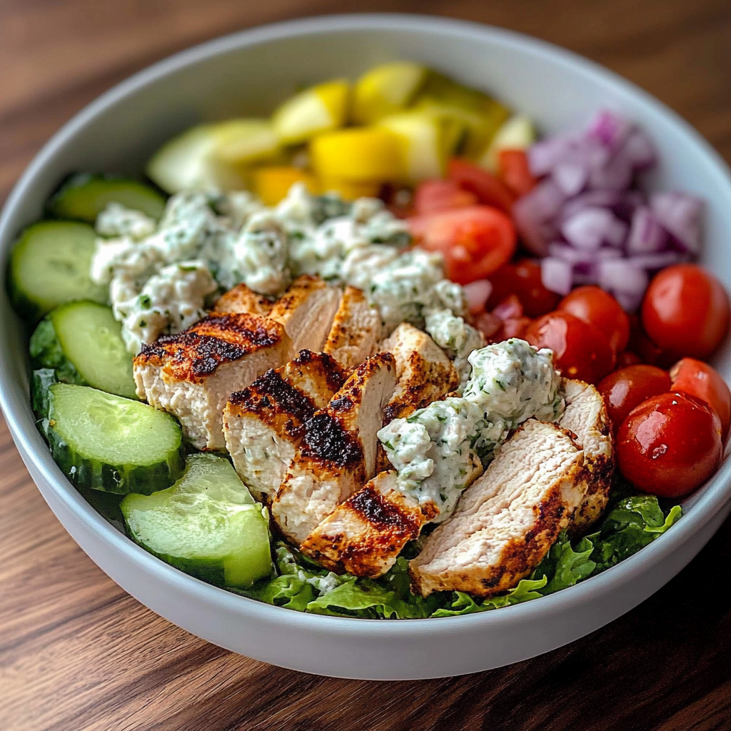 Recipe preparation for chicken tzatziki bowls