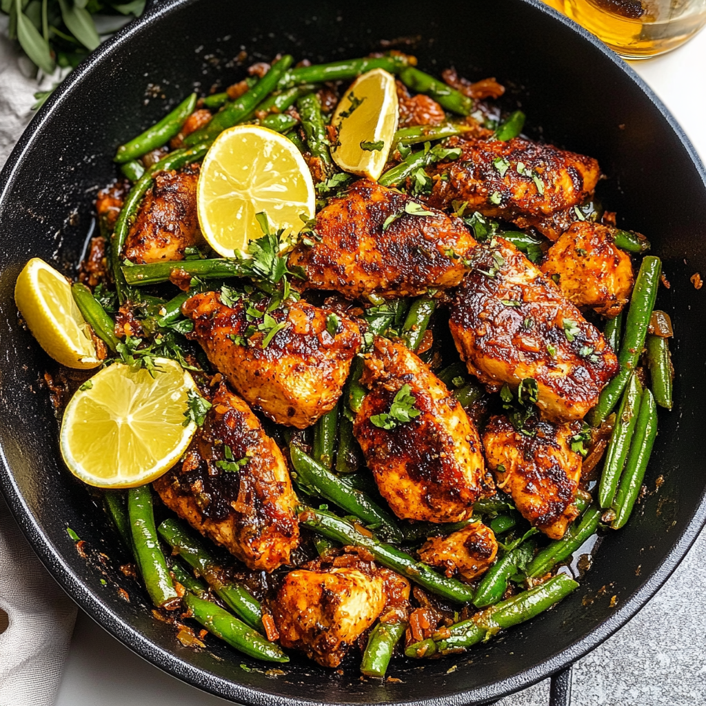 Recipe preparation for Chicken Green Bean Skillet