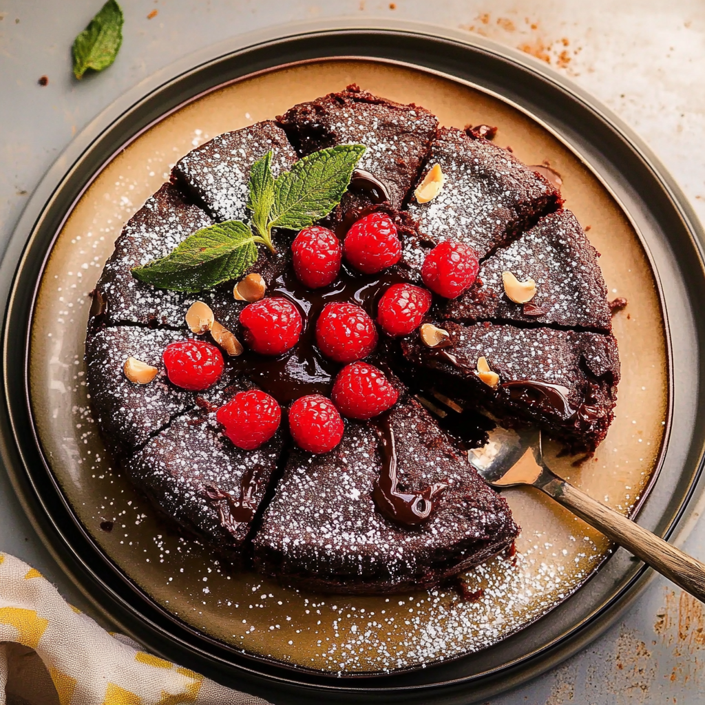 Recipe preparation for fudgy flourless chocolate cake