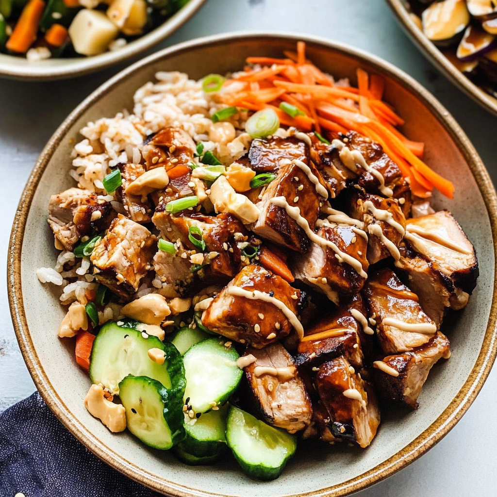 Recipe preparation for hibachi chicken bowls