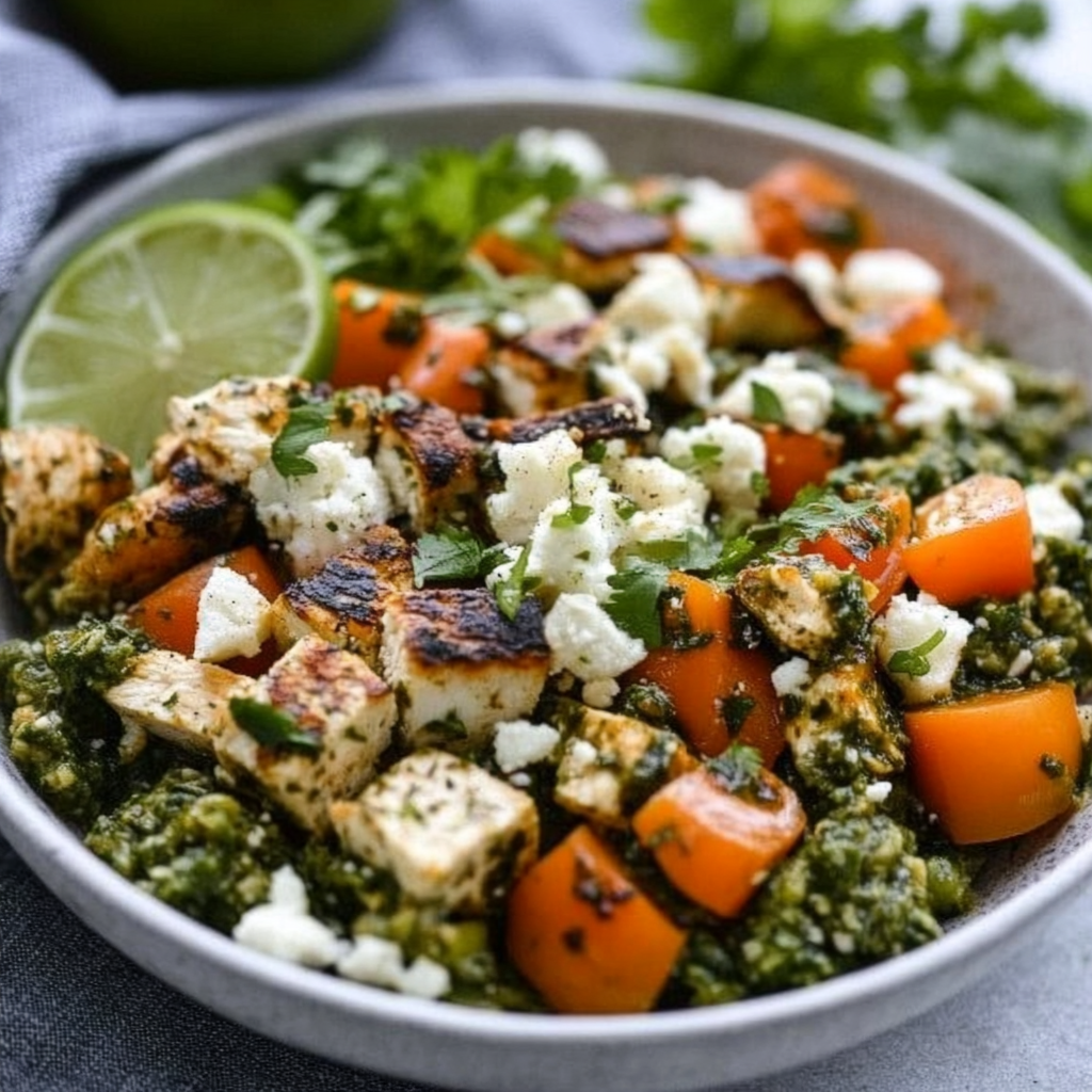 Recipe preparation for chimichurri chicken bowls