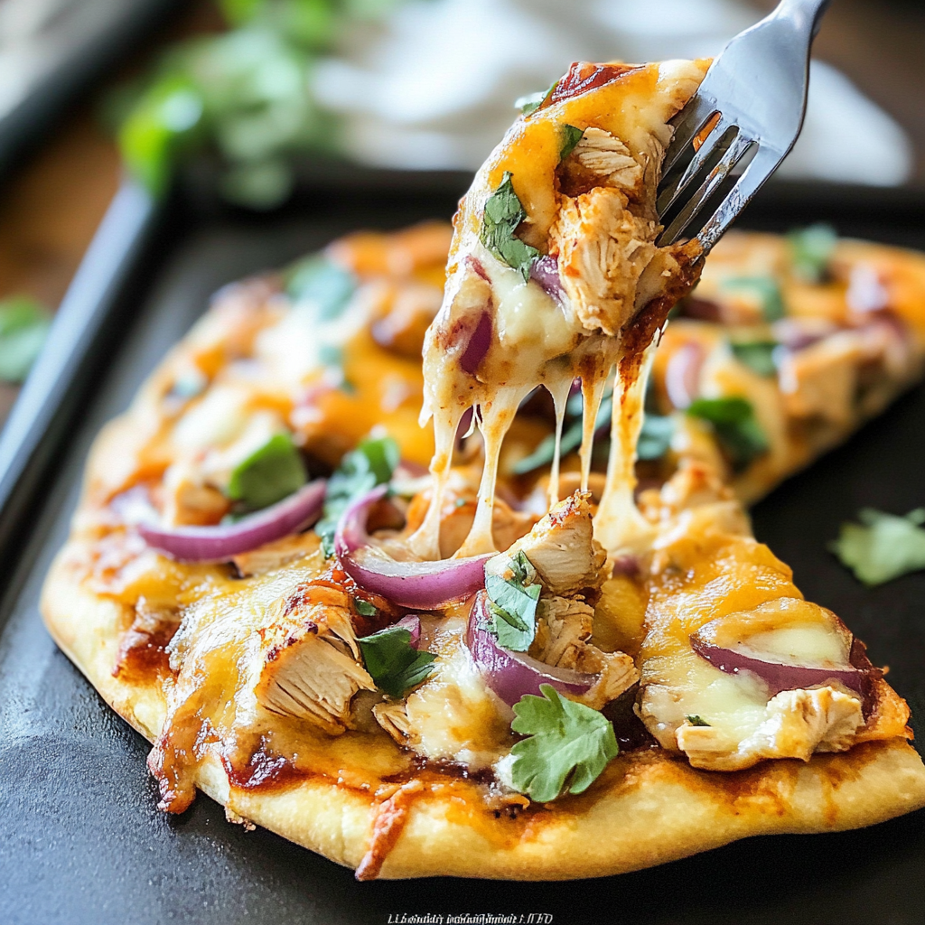 Recipe preparation for BBQ Chicken Flatbread
