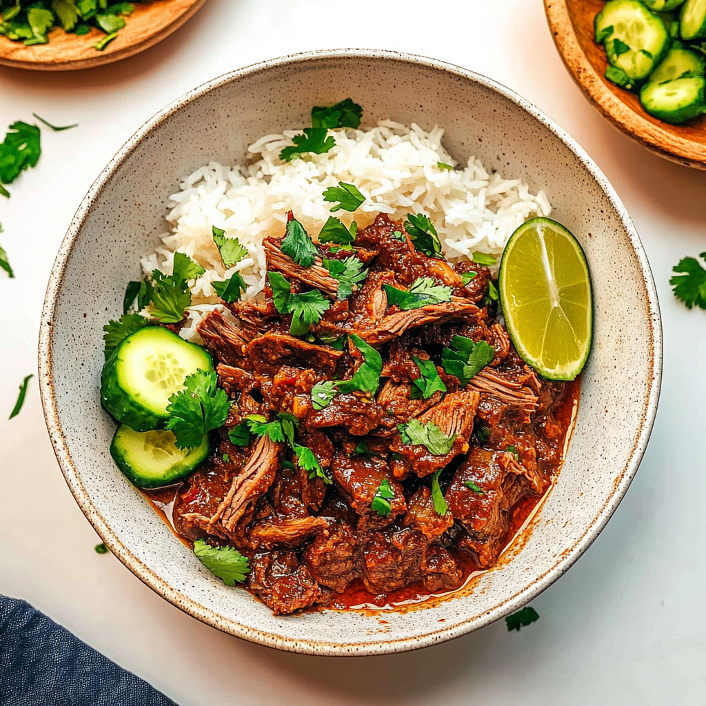 Recipe preparation for coconut curry shredded beef