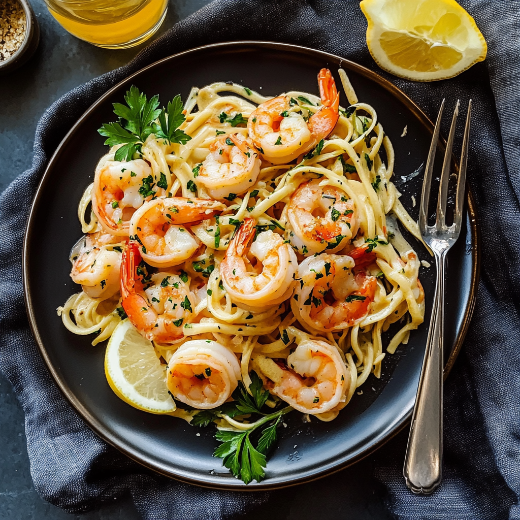 Recipe preparation for lemon garlic shrimp