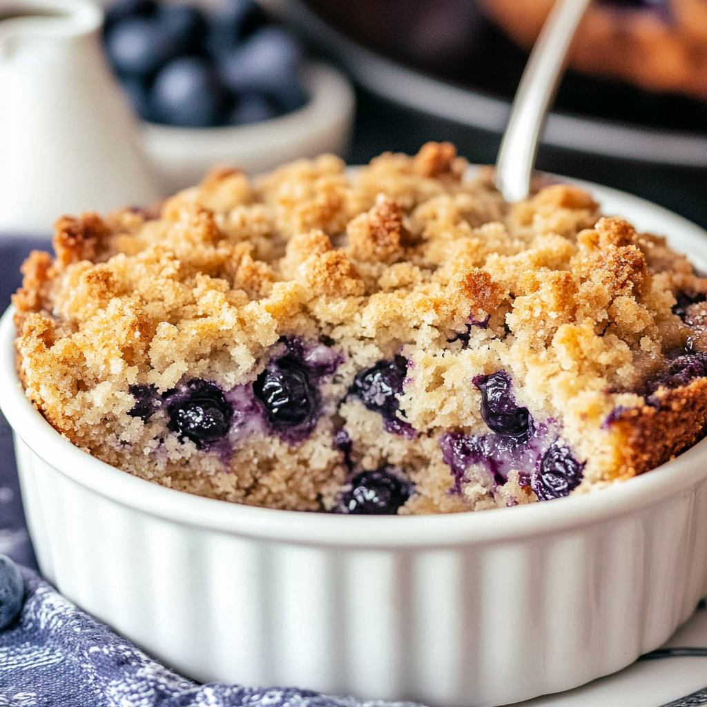 Recipe preparation for blueberry crumb cake