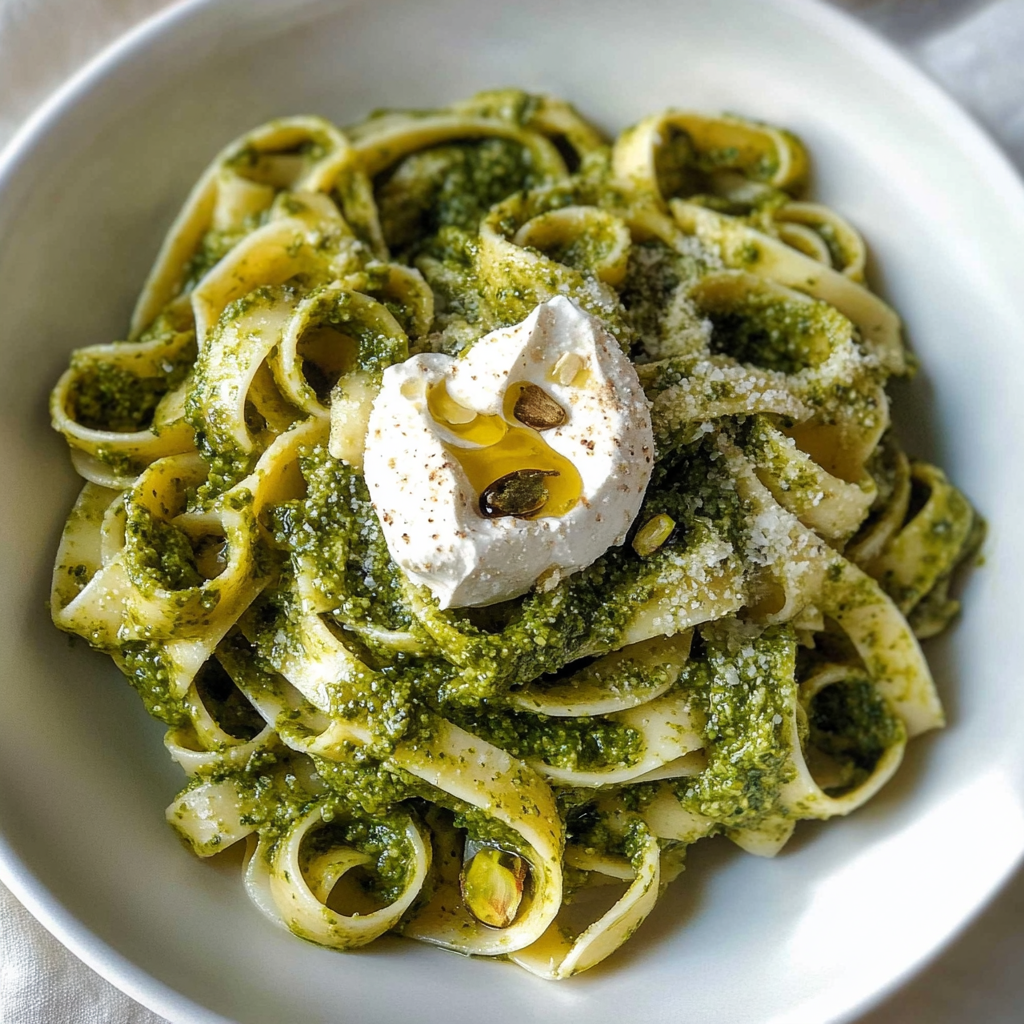 Recipe preparation for pistachio pesto pasta