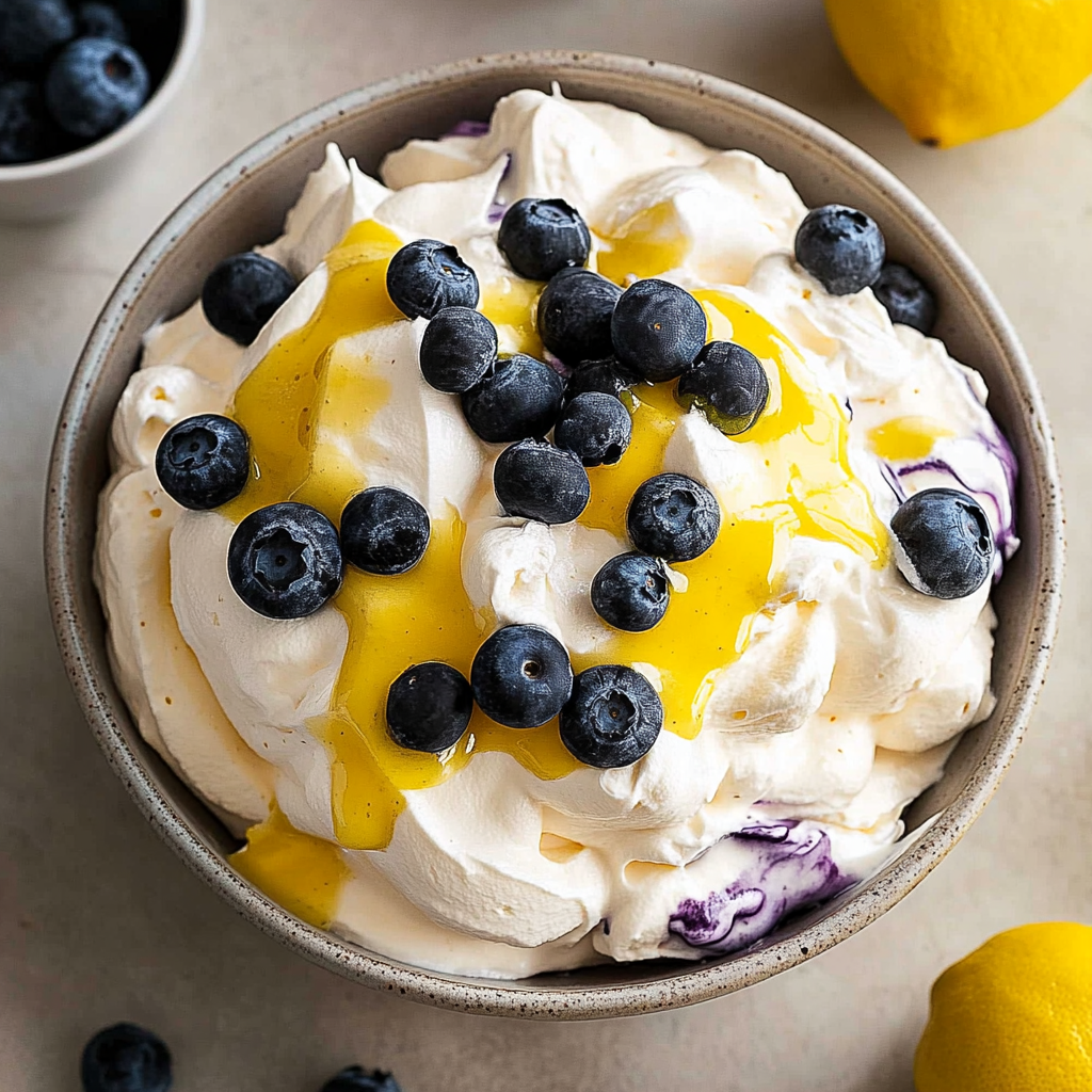 Recipe preparation for lemon blueberry fluff