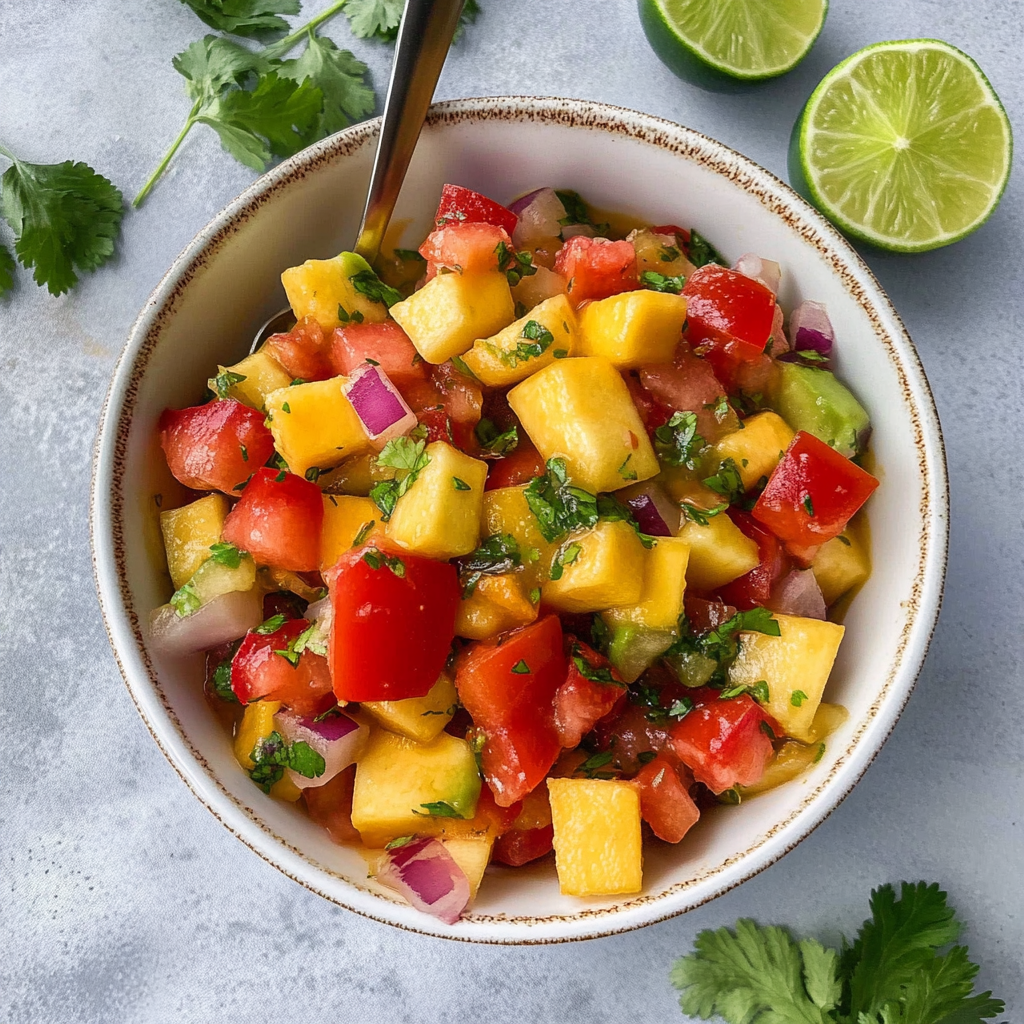 Recipe preparation for fresh mango habanero salsa