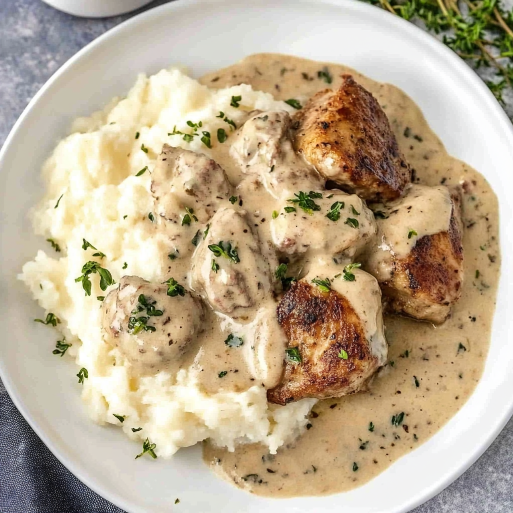 Recipe preparation for creamy garlic pork medallions
