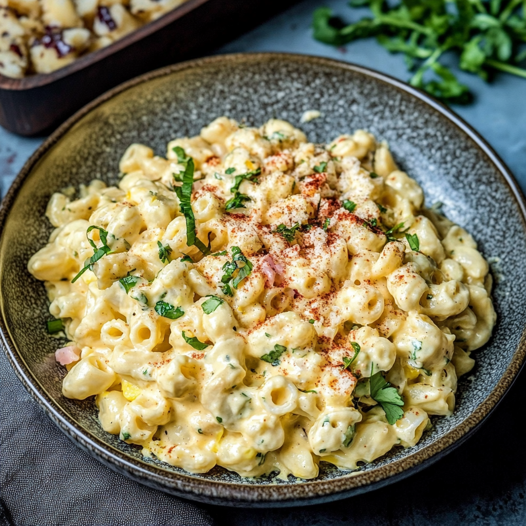 Recipe preparation for deviled egg pasta salad