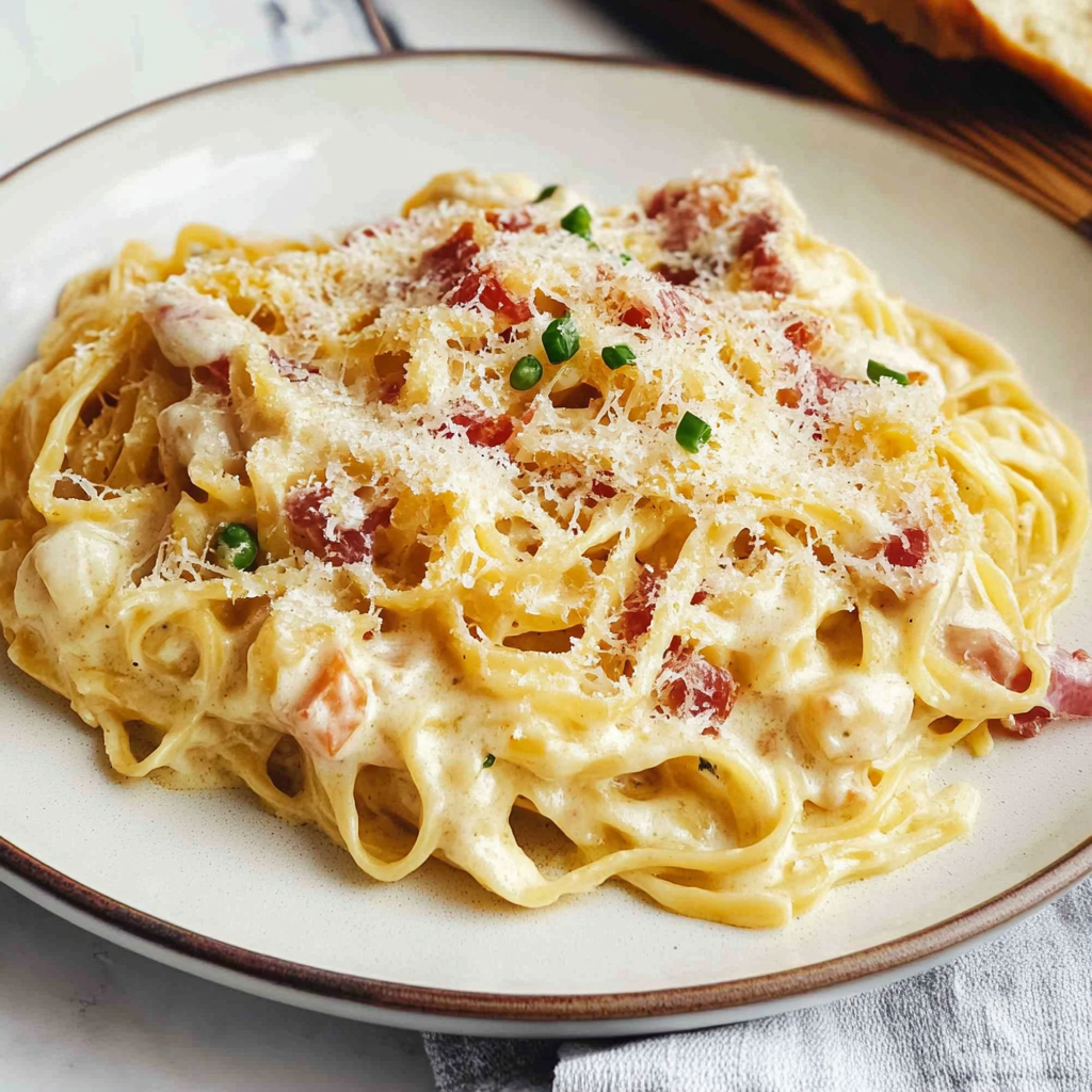 Recipe preparation for chicken carbonara