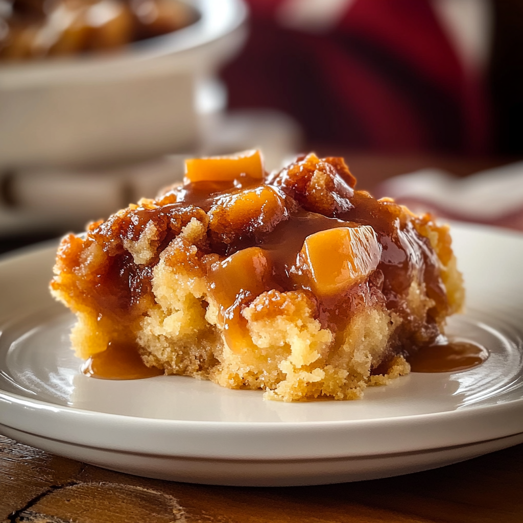 Recipe preparation for crockpot caramel apple dump cake