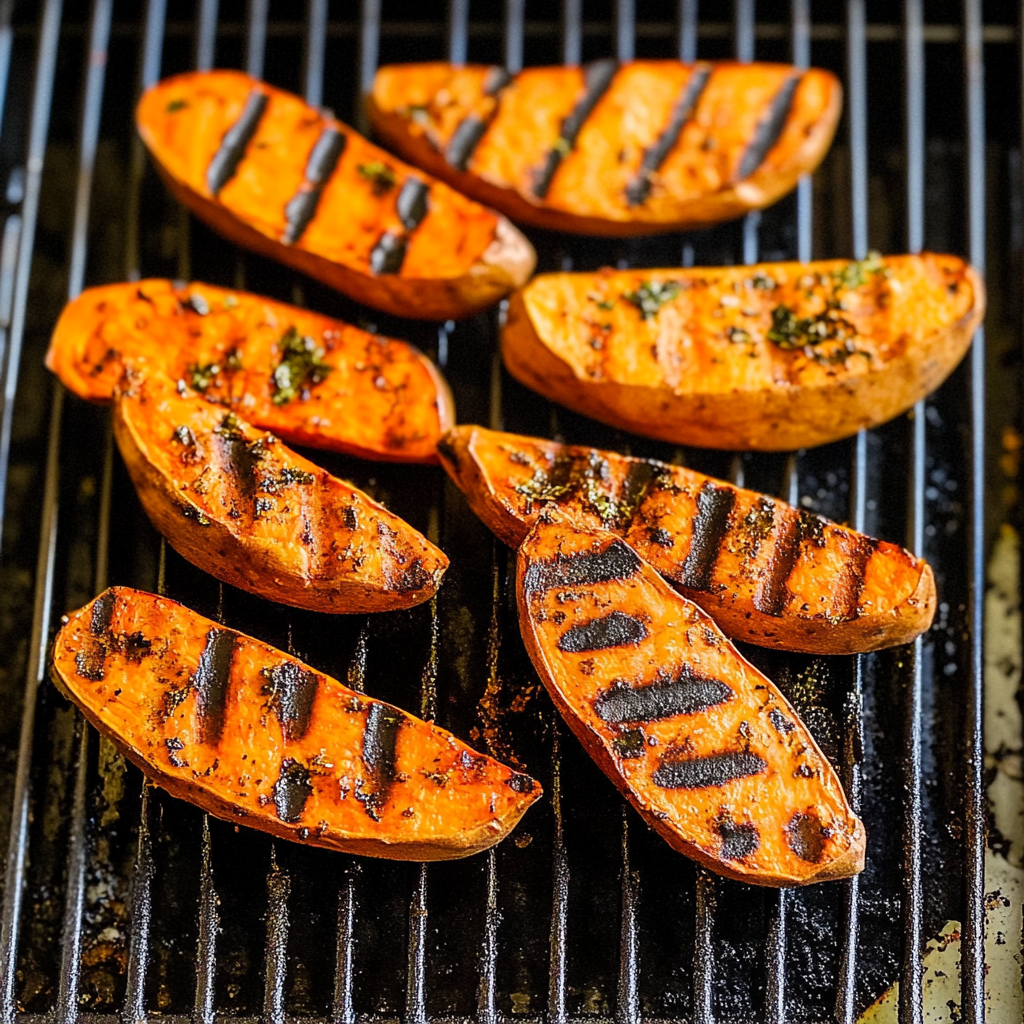 Recipe preparation for grilled sweet potatoes