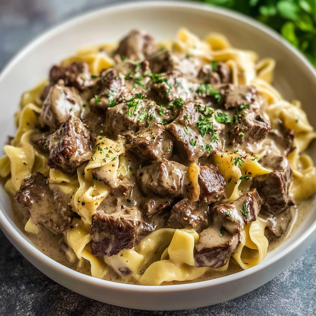 Recipe preparation for crock pot beef stroganoff