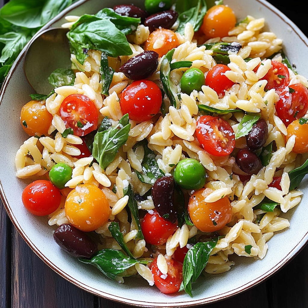 Recipe preparation for orzo salad