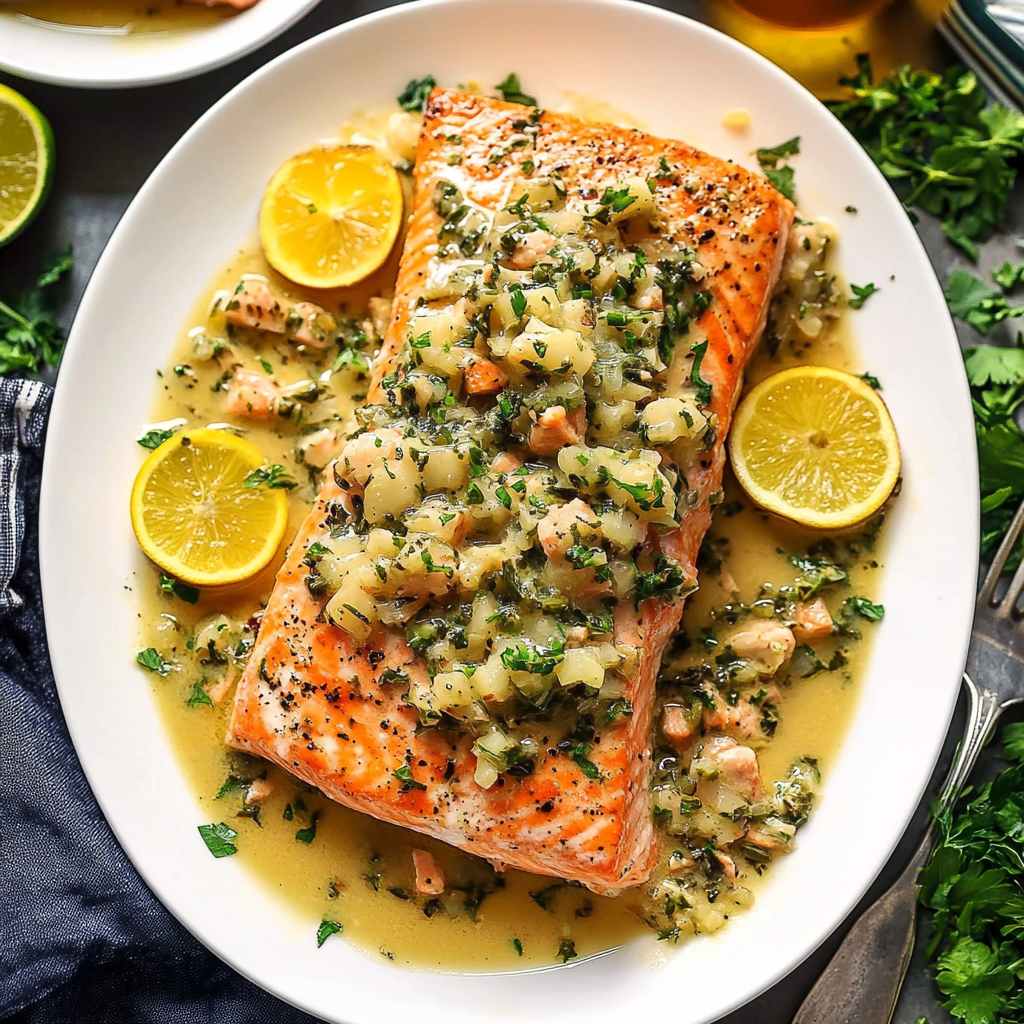 Recipe preparation for 25-minute salmon piccata