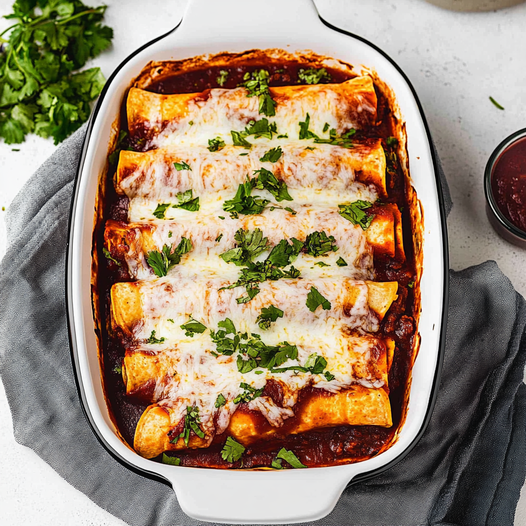 Recipe preparation for cheesy ground beef enchiladas