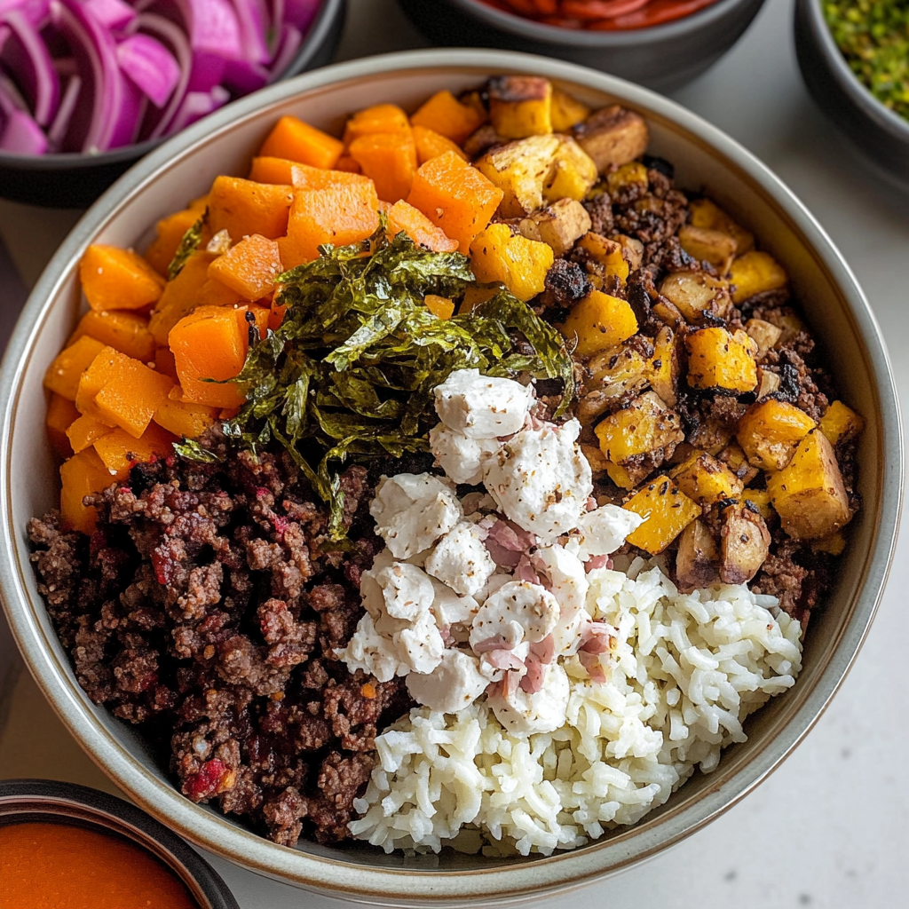 Recipe preparation for Ground Beef and Butternut Squash Bowls