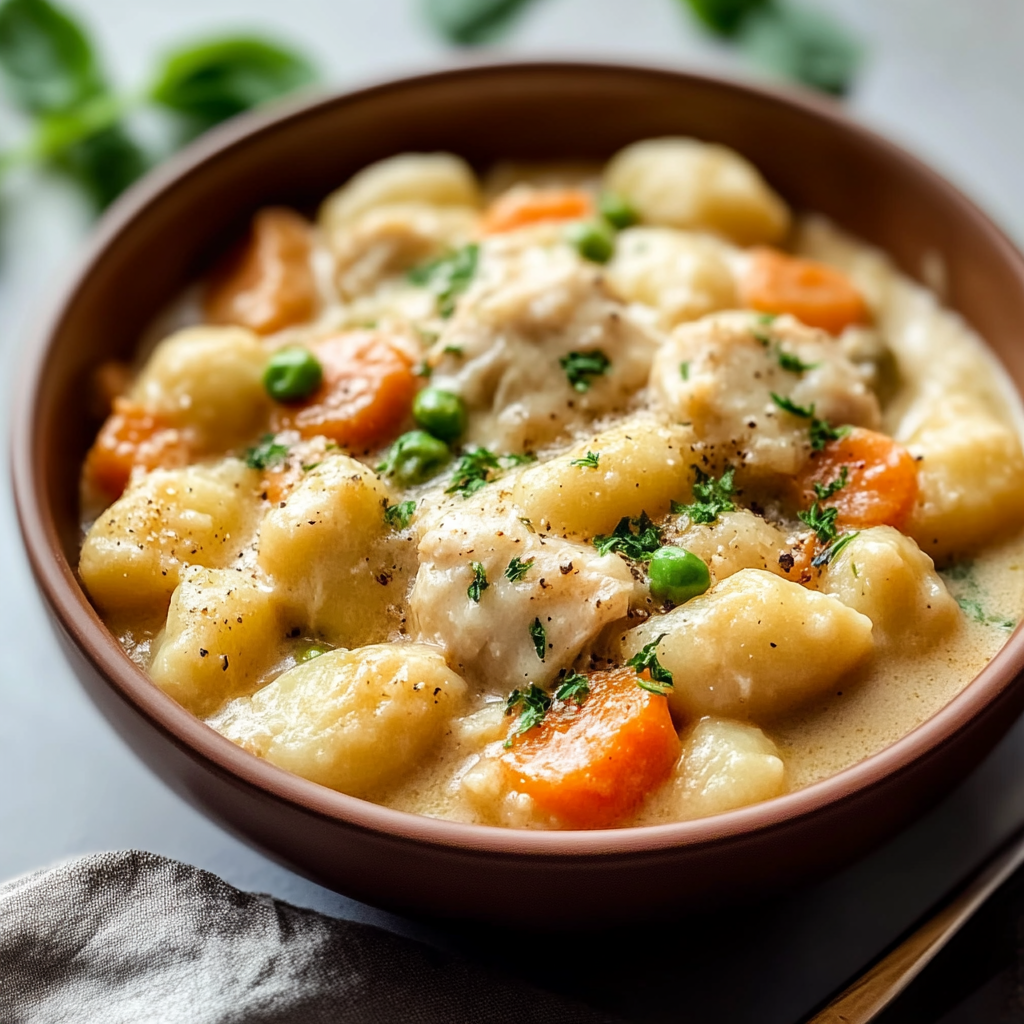 Recipe preparation for one pot gnocchi chicken pot pie