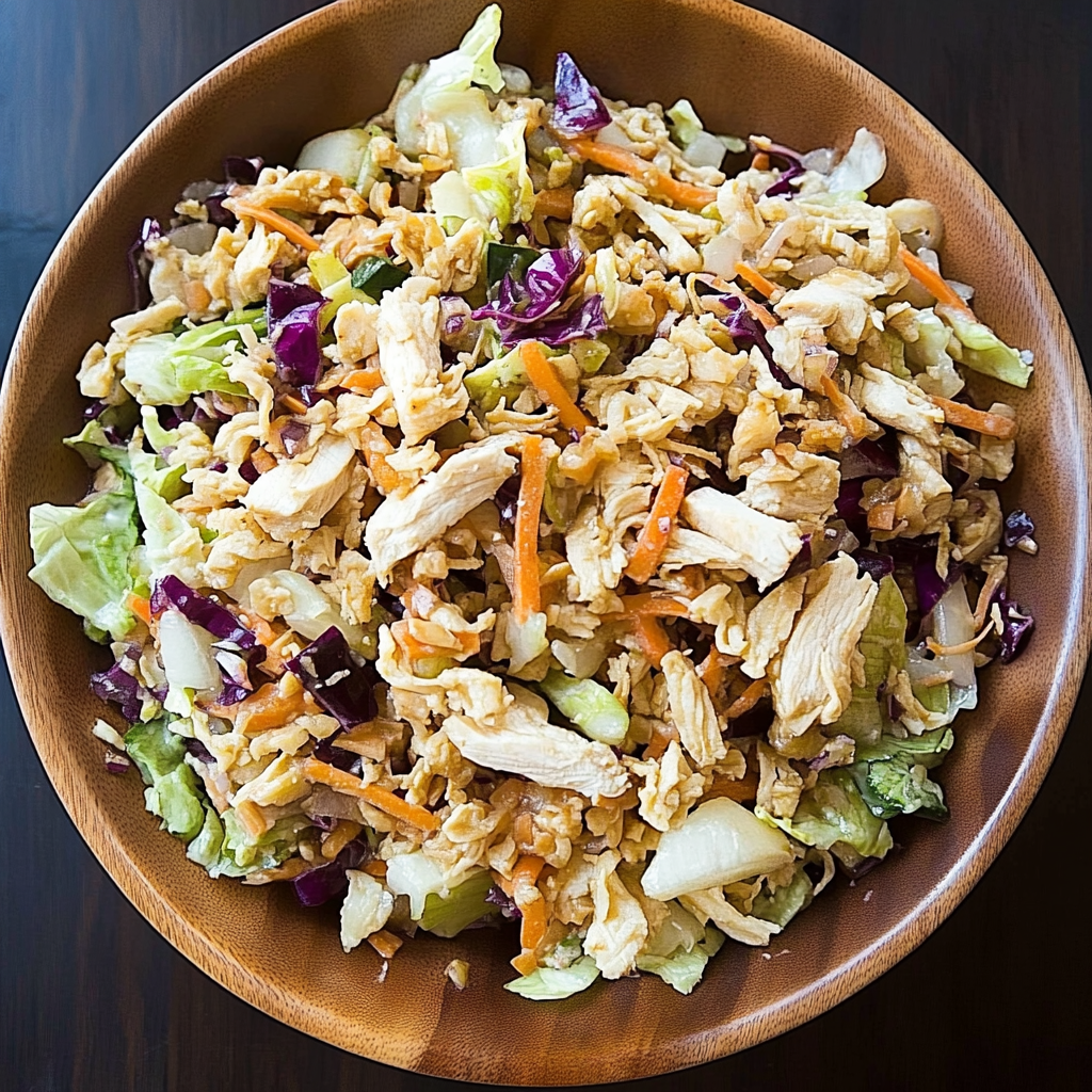 Recipe preparation for ramen noodle salad with chicken