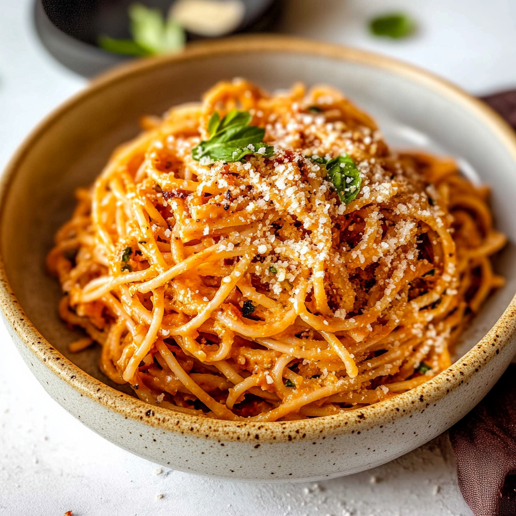 Recipe preparation for roasted red pepper pasta