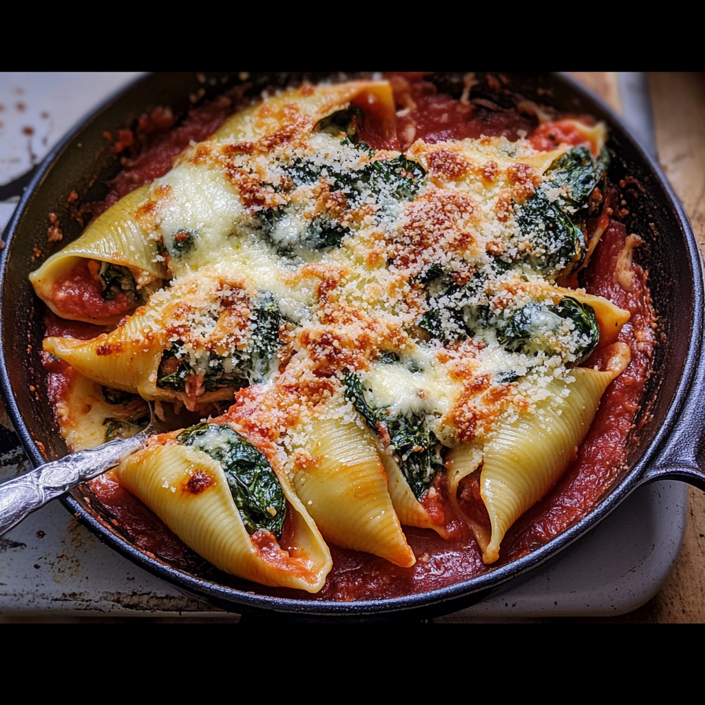Recipe preparation for Easter Spinach and Cheese Stuffed Shells