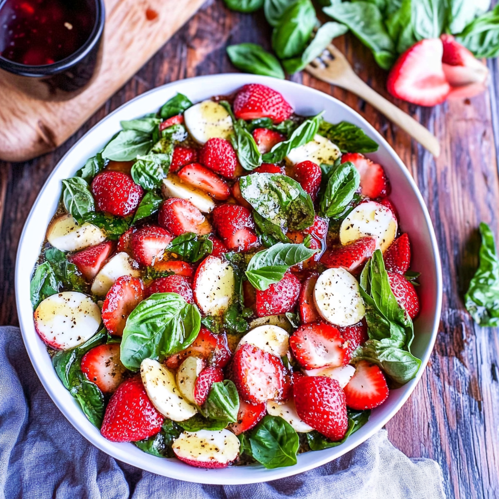 Recipe preparation for Strawberry Caprese Salad