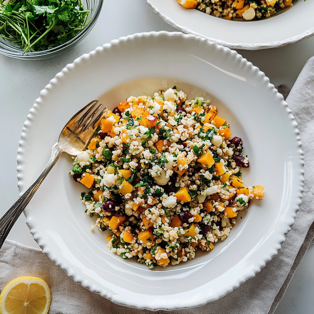 Recipe preparation for butternut tabbouleh