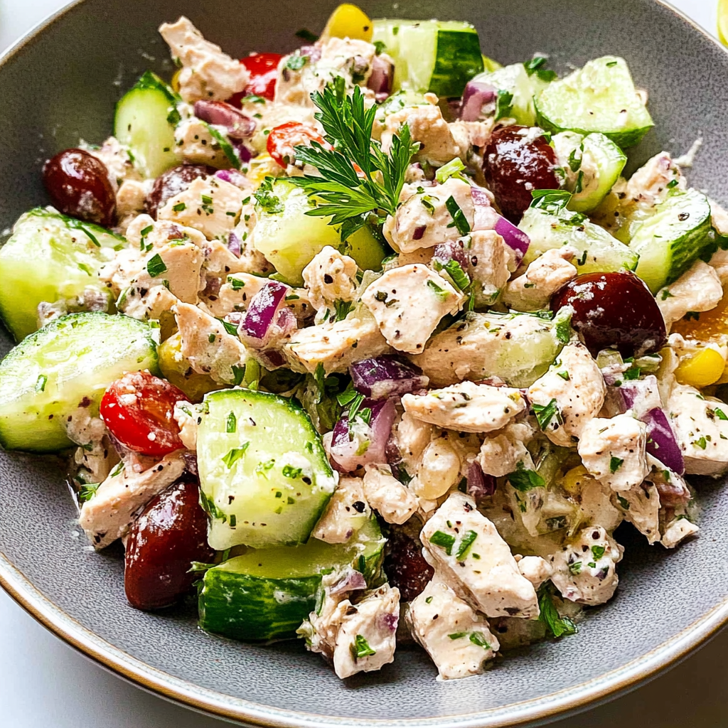 Recipe preparation for greek chicken salad