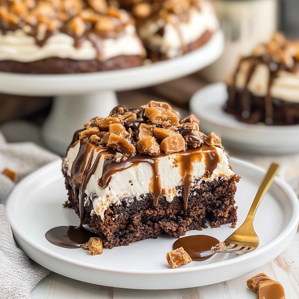 Recipe preparation for heath bar cake