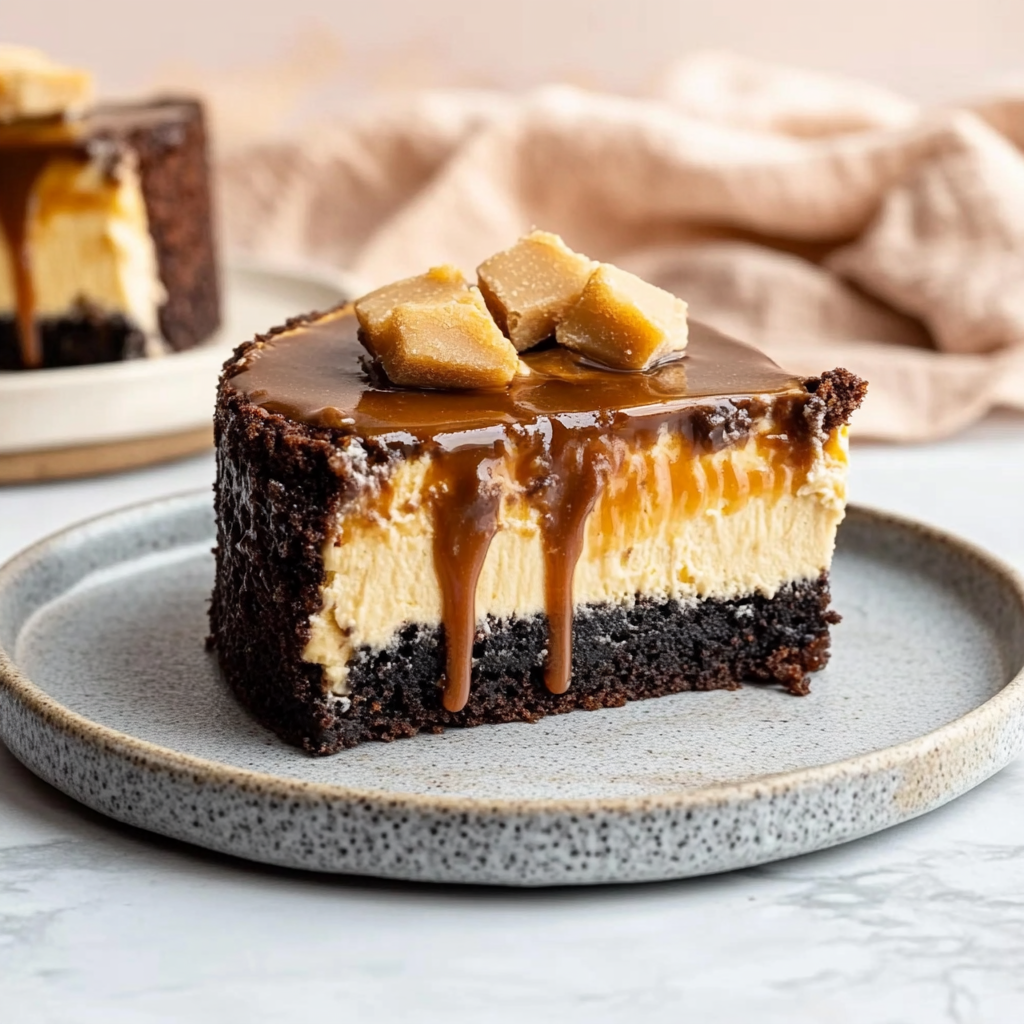 Recipe preparation for caramel brownie cheesecake