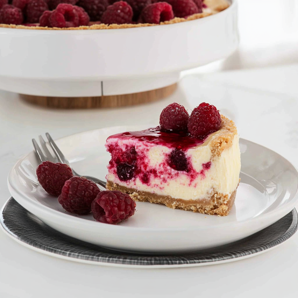 Recipe preparation for baked raspberry cheesecake