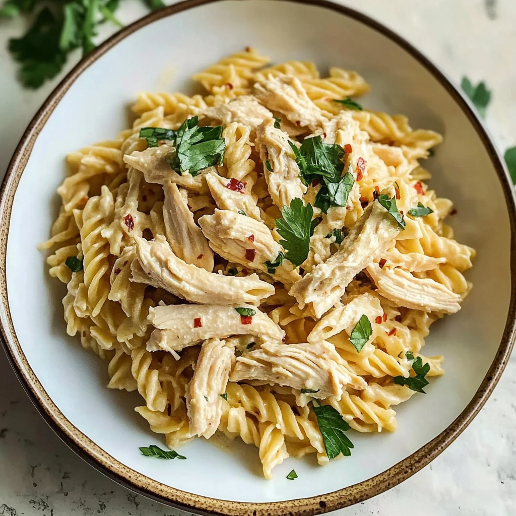Recipe preparation for crockpot garlic parmesan chicken pasta