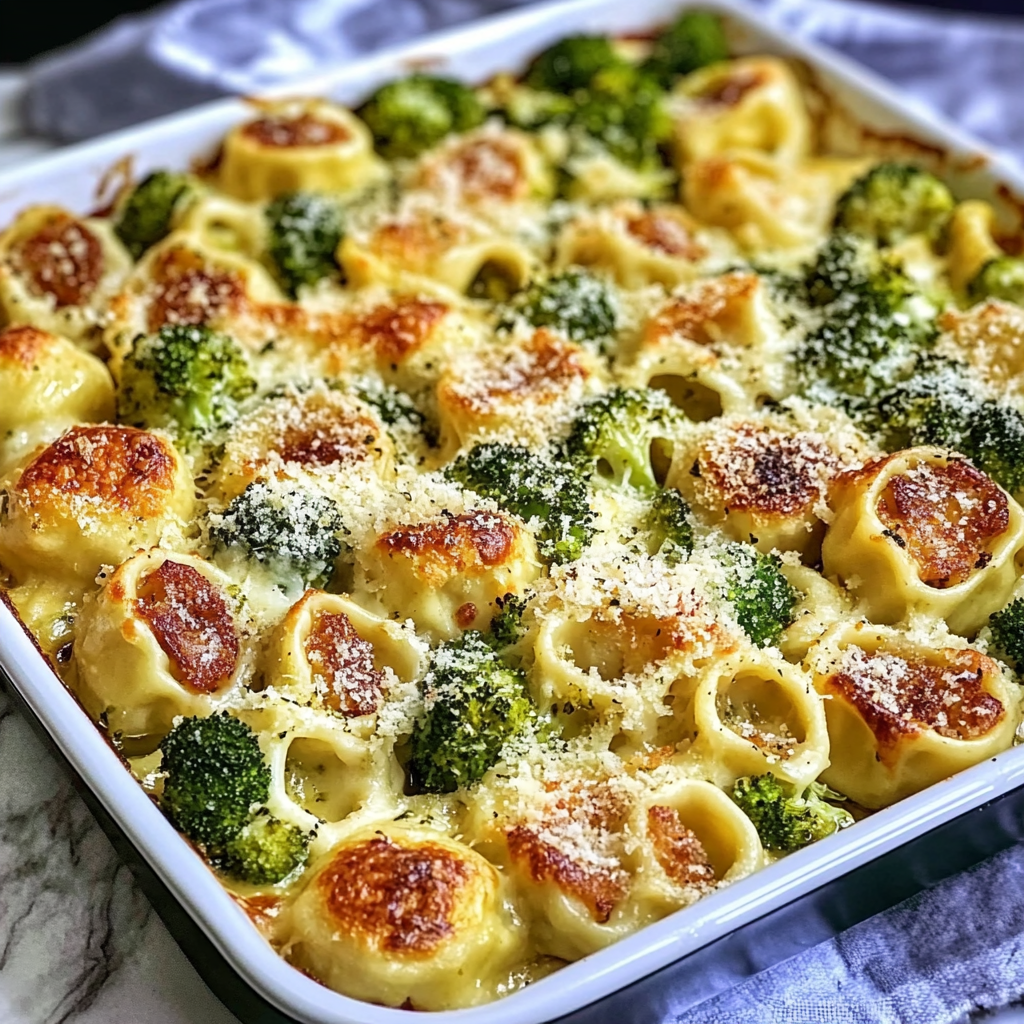 Recipe preparation for sheet pan broccoli tortellini bake